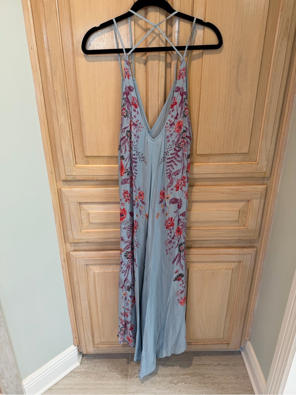 ntimately Free People Blue Floral Flowy Maxi Sundress